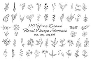 110 Hand Drawn Floral Design Elements