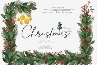 Christmas Watercolor Floral Frames for Festive Design