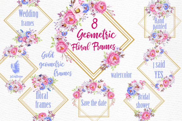 Elevating Designs with Geometric Floral Gold Frames Clipart