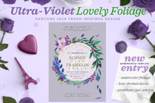Evaluating Ultra-Violet Lovely Foliage Invite I for Color-Forward Wedding Stationery