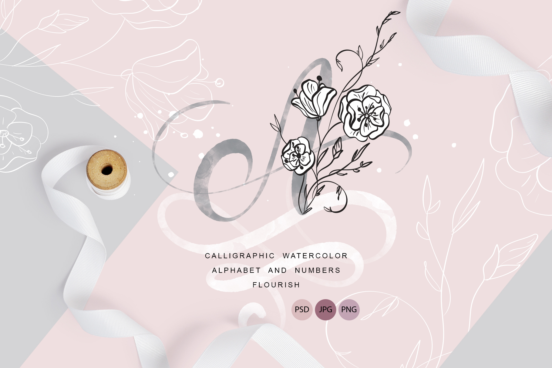 Flowers Letters Watercolor Alphabet: Elevating Spring and Wedding Designs with Vintage Charm