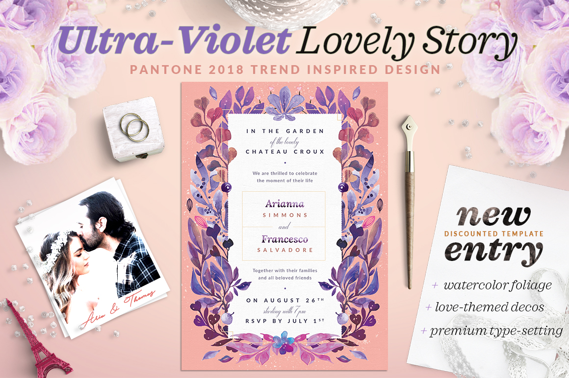 Ultra-Violet Lovely Story Invite I: Bringing Whimsical Violet Decorations to Your Special Event